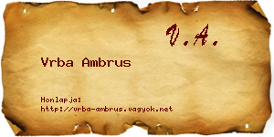 Vrba Ambrus névjegykártya
